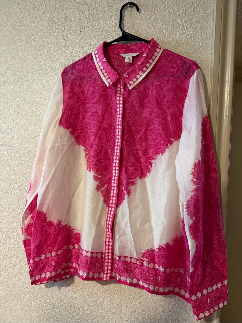 Lilly Pulitzer Hot Pink and White Floral Button-Down Shirt